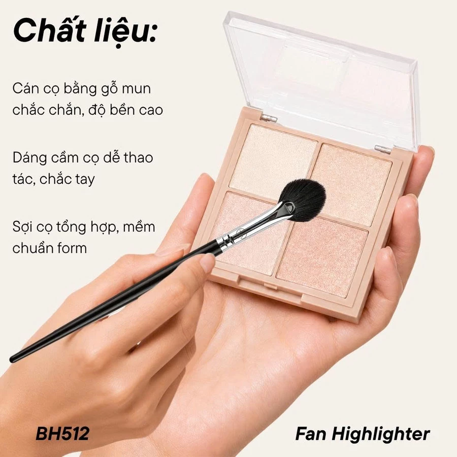 Cọ Quạt Highlight BH Cosmetics Fan Highlighter Brush BH512